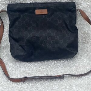 GUCCI GG Nylon Messenger Crossbody Bag.